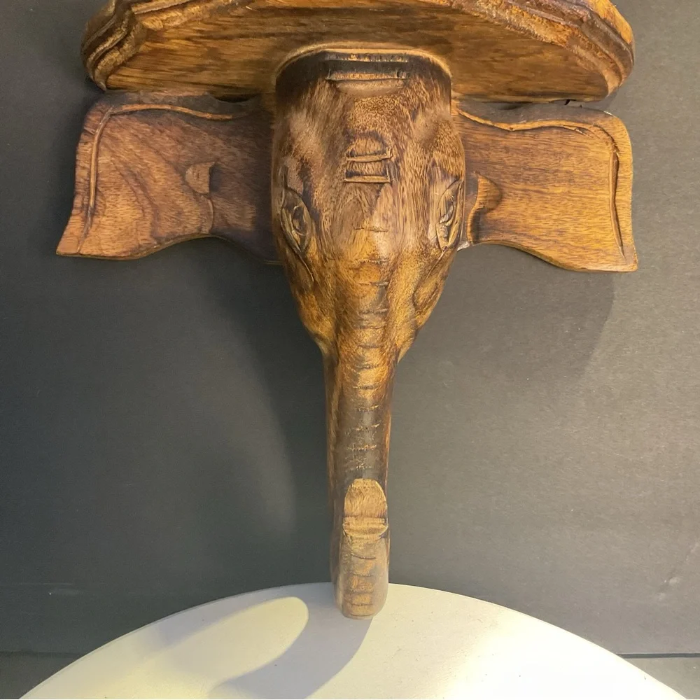 Handcrafted Brown Elephant Wall Shelf